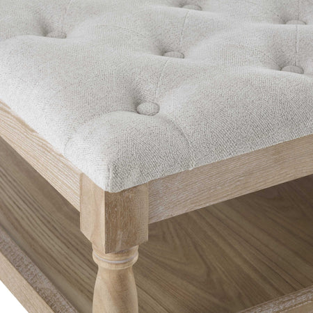 Pouf Table Basse Knaresborough à Dossier Boutonné - Beige Clair